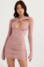House of CB одећу 68JT460 аданна блусх корсет мини хаљина