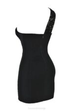 House of CB одећу 68JT463 љиљан црна чипкана мини хаљина - Image 4