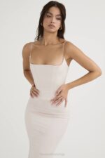 House of CB одећу 68JT472 оливет кристални сатенски корсет макси хаљина - Image 8