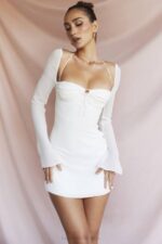 House of CB одећу 68JT482 бабидолл мини хаљина од шифона од слоноваче - Image 6