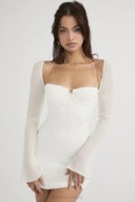 House of CB одећу 68JT482 бабидолл мини хаљина од шифона од слоноваче - Image 10