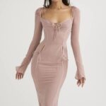 House of CB одећу 68JT485 Опхелиа блусх цутоут миди хаљина