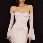 House of CB одећу 68JT494 исра кристални сатенски корсет мини хаљина