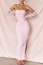 House of CB одећу 68JT497 софиа фаири розе мрежаста макси хаљина - Image 9
