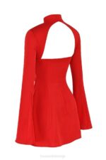 House of CB одећу 68JT498 алисса сцарлет сатенска мини хаљина - Image 5