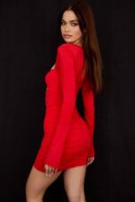House of CB одећу 68JT499 цамилле сцарлет мини хаљина од праве свиле - Image 11