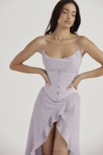 House of CB одећу 68JT49 Виенне сиви сатенски корзет испод груди - Image 12