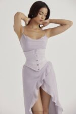 House of CB одећу 68JT49 Виенне сиви сатенски корзет испод груди - Image 14