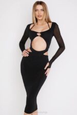 House of CB одећу 68JT512 марина црна миди хаљина