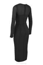 House of CB одећу 68JT513 беатрице црна миди хаљина са корзетом - Image 11
