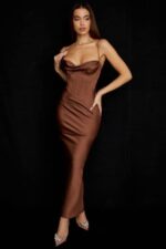 House of CB одећу 68JT514 цхармаине чоколадни корзет макси хаљина - Image 4