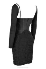 House of CB одећу 68JT526 фреија црна скупљена корсет хаљина - Image 5