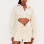 House of CB одећу 68JT548 јулиетта беж хаљина од ланеног изреза