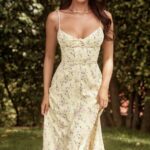 House of CB одећу 68JT552 аннабелла лемон цветна миди хаљина за сунце