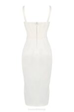 House of CB одећу 68JT562 фаие ивори сатен корсет миди хаљина - Image 7