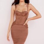 House of CB одећу 68JT581 талиа тоффее корсет миди хаљина