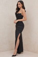 House of CB одећу 68JT588 адриенне црни сатенски корсет без нараменица маки - Image 11