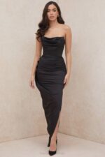 House of CB одећу 68JT588 адриенне црни сатенски корсет без нараменица маки - Image 9