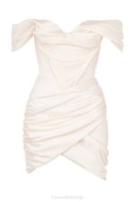 House of CB одећу 68JT627 корсет хаљина од сатена боје слоноваче - Image 5