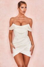 House of CB одећу 68JT627 корсет хаљина од сатена боје слоноваче - Image 10