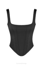 House of CB одећу 68JT63 рафа црни сатенски парангал корсет - Image 5