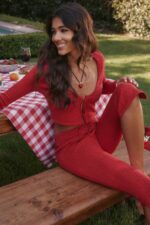 House of CB одећу 68JT675 перла трешња ребрасти плетени врх - Image 16