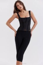 House of CB одећу 68JT679 цхицца блацк топ - Image 2
