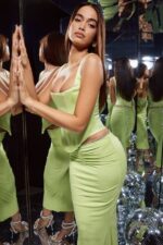 House of CB одећу 68JT69 рафа лајм сатенски парангал корзет - Image 3