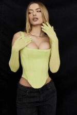 House of CB одећу 68JT69 рафа лајм сатенски парангал корзет - Image 8