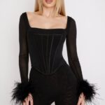 House of CB одећу 68JT70 стелла црни мрежасти корзет