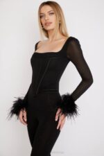 House of CB одећу 68JT70 стелла црни мрежасти корзет - Image 5