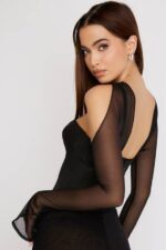 House of CB одећу 68JT72 мина црни структурирани корзет - Image 12