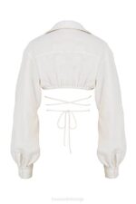 House of CB одећу 68JT741 ирис беле умотајте око скраћене кошуље - Image 7
