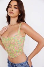 House of CB одећу 68JT77 мак старински цветни корзет - Image 9