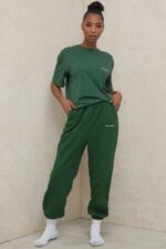 House of CB одећу 68JT789 куинн зелена превелика мајица од памучног дреса - Image 11