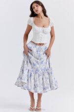 House of CB одећу 68JT864 аитана миди сукња са плавим принтом - Image 3