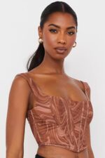 House of CB одећу 68JT86 нинетта свирл принт мрежасти корзет - Image 5