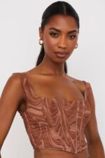 House of CB одећу 68JT86 нинетта свирл принт мрежасти корзет - Image 6