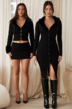 House of CB одећу 68JT883 аврил црна мини сукња од кашмира - Image 3