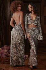 House of CB одећу 68JT895 Цлара Певтер биас цут миди сукња - Image 2