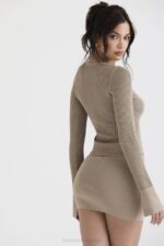 House of CB одећу 68JT905 мариелла таупе плетена мини сукња - Image 9