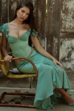House of CB одећу 68JT915 макси сукња са воланима од лила жада - Image 15