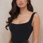 House of CB одећу 68JT94 нинетта црни мрежасти корзет