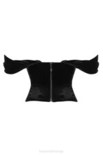 House of CB одећу 68JT96 ангелика црни сомот драпед корсет - Image 9