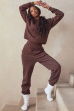 House of CB одећу 68JT975 панталоне за џогирање од неба од чоколадног флиса - Image 2
