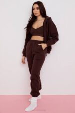 House of CB одећу 68JT975 панталоне за џогирање од неба од чоколадног флиса - Image 11