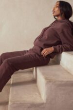 House of CB одећу 68JT975 панталоне за џогирање од неба од чоколадног флиса - Image 14