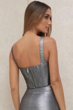 House of CB одећу 68JT97 ханнах сребрни скраћени горњи део корзета - Image 8
