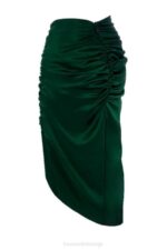 House of CB одећу 68JT983 петронелла смарагдно зелена сатенска скупљена сукња - Image 5