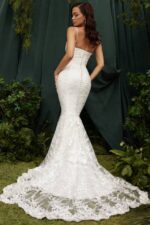 House of CB венчања 68JT1142 свадбена хаљина од беле чипке солене - Image 9